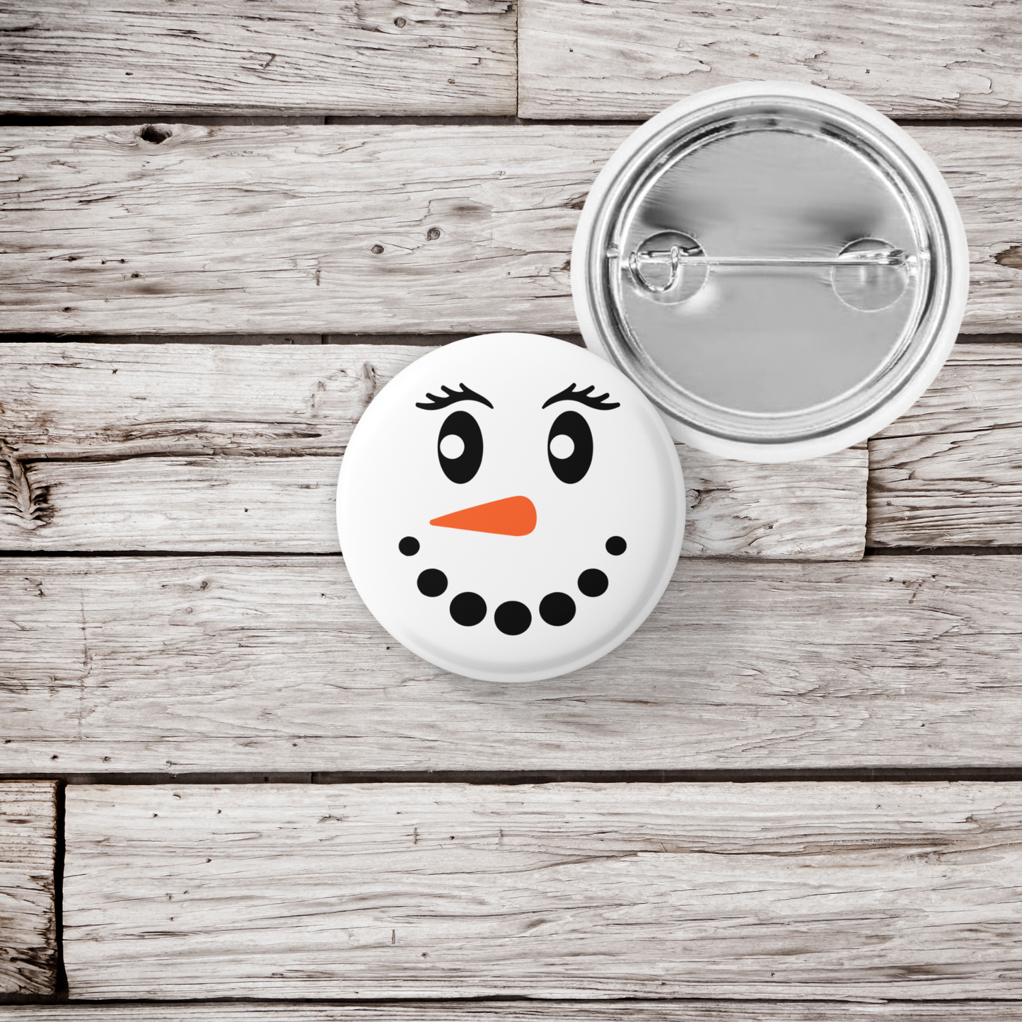 Snowman Face 3 Pin Back Button, Magnet