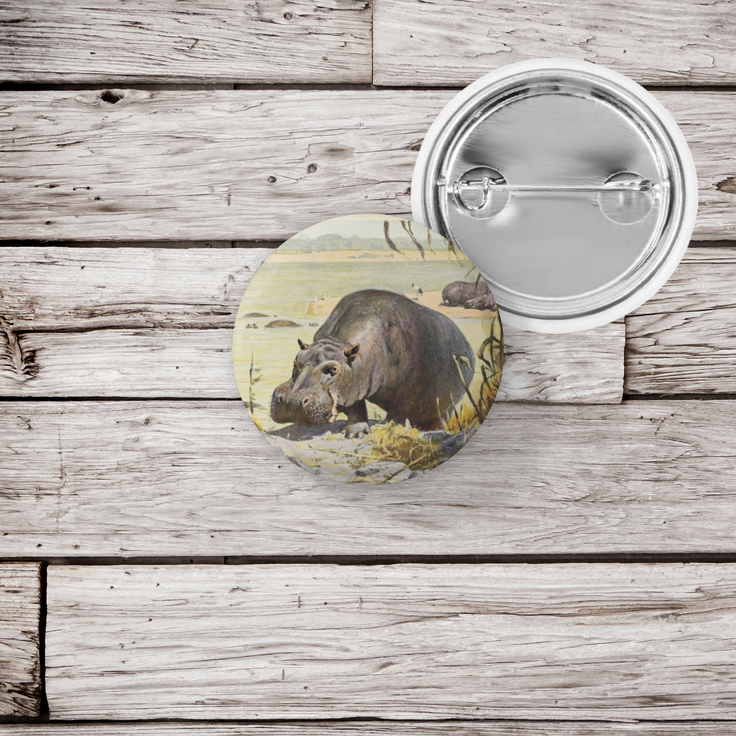 Hippo Pin Back Button, Magnet, Keychain