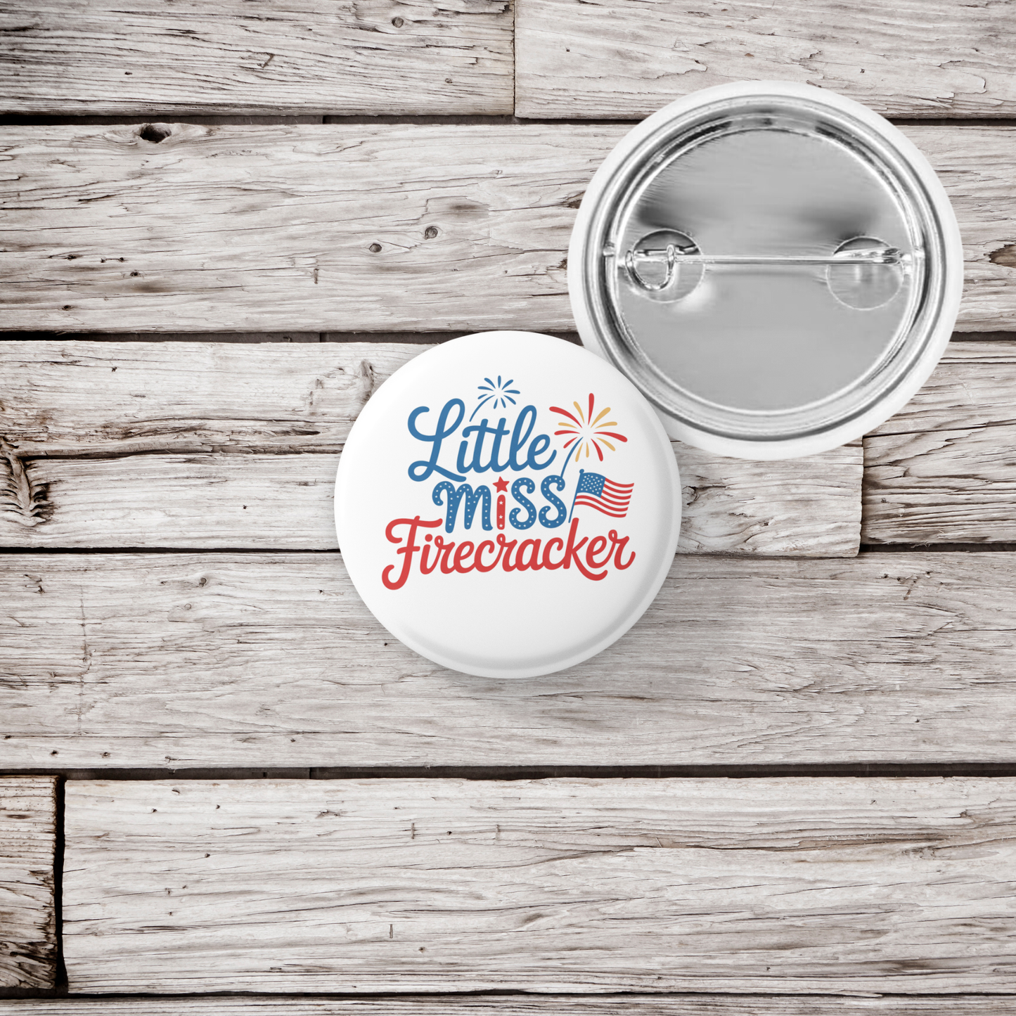Little Miss Firecracker Pin Back Button, Magnet