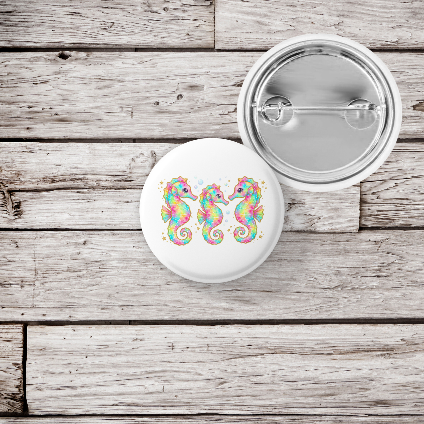 Seahorses Pastel Pin Back Button, Magnet