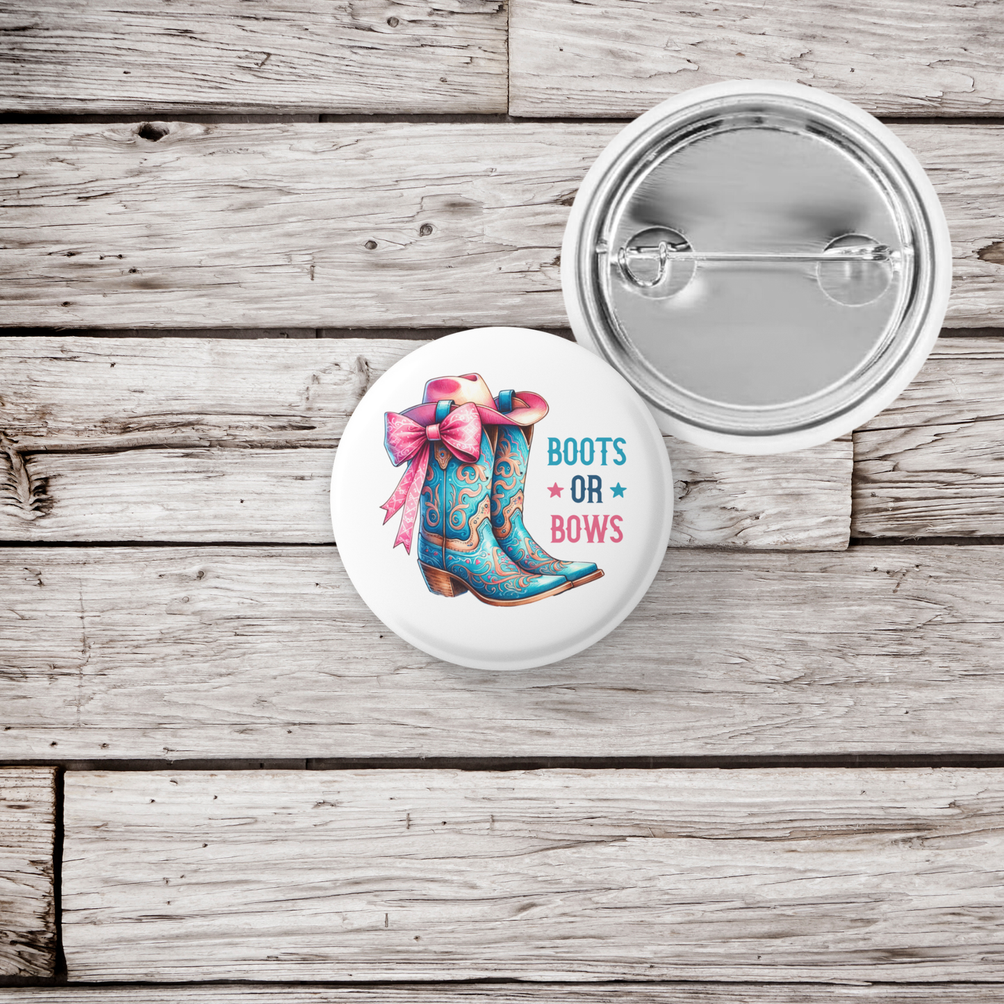Boots or Bows Pin Back Button, Magnet