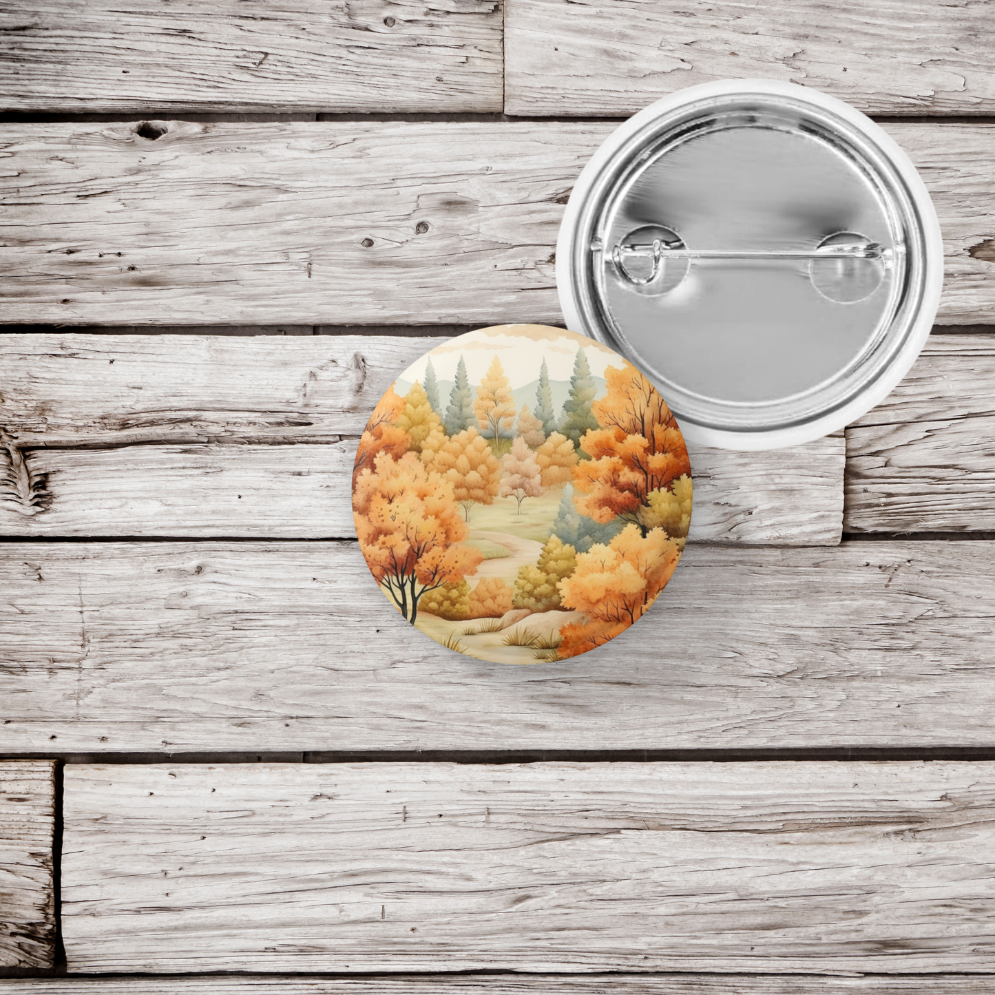 Country Fall Landscape 7 Pin Back Button, Magnet