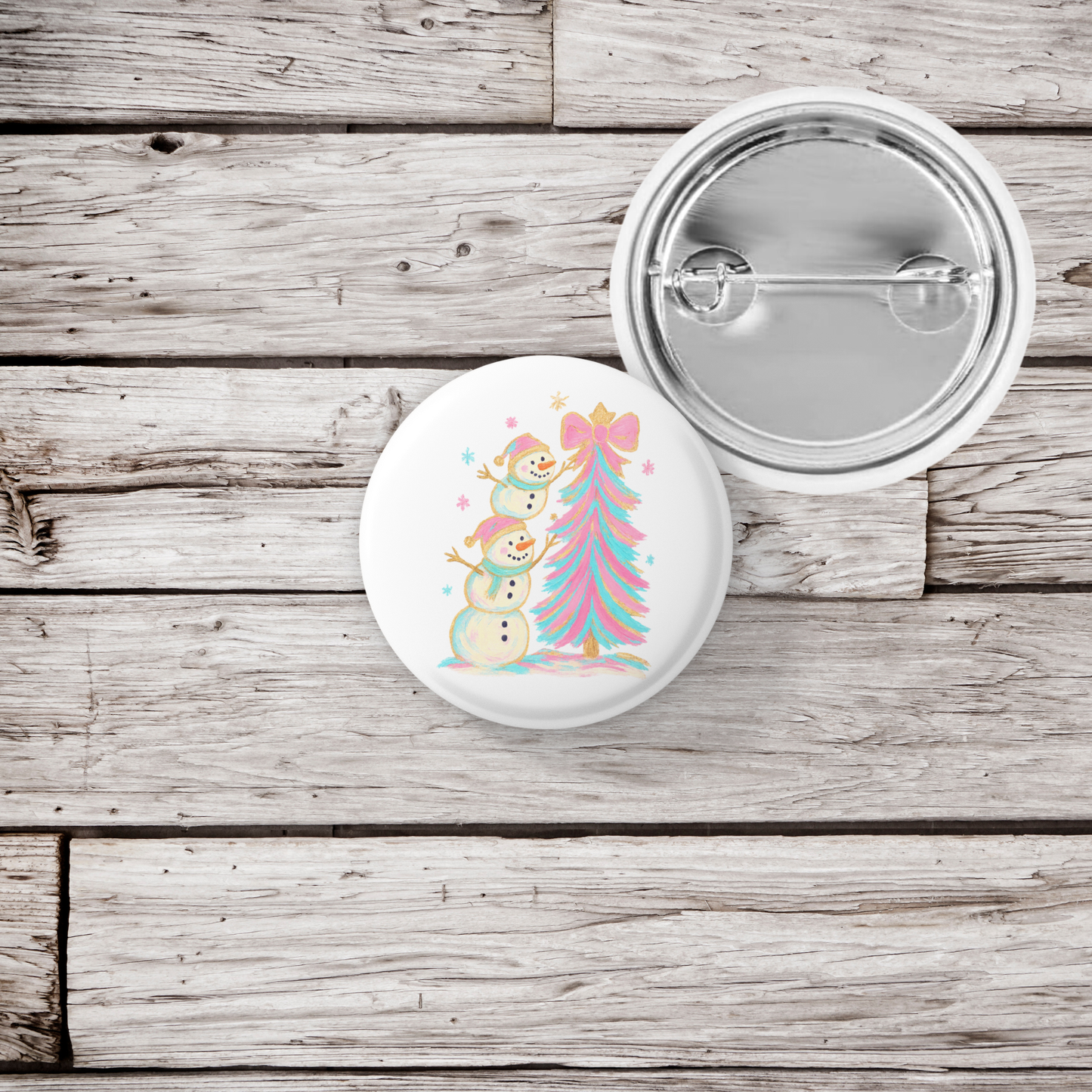 Snowman 5 Pin Back Button, Magnet