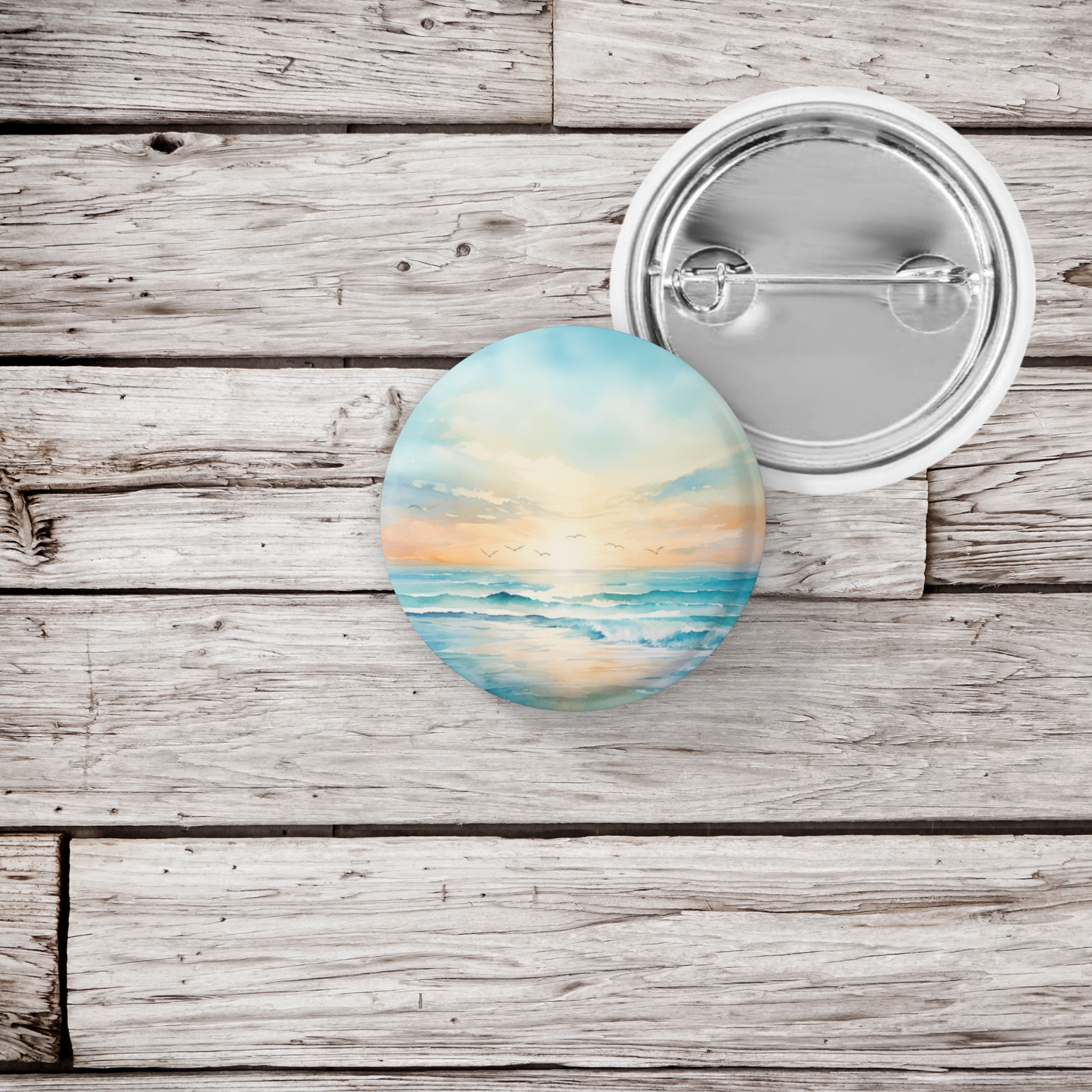 Costal Beach Pin Back Button, Magnet, Keychain