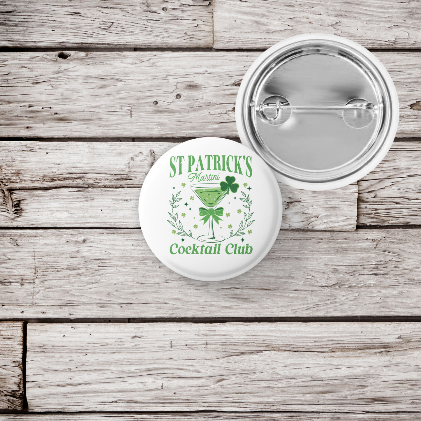 St Patricks Cocktail Club Pin Back Button, Magnet
