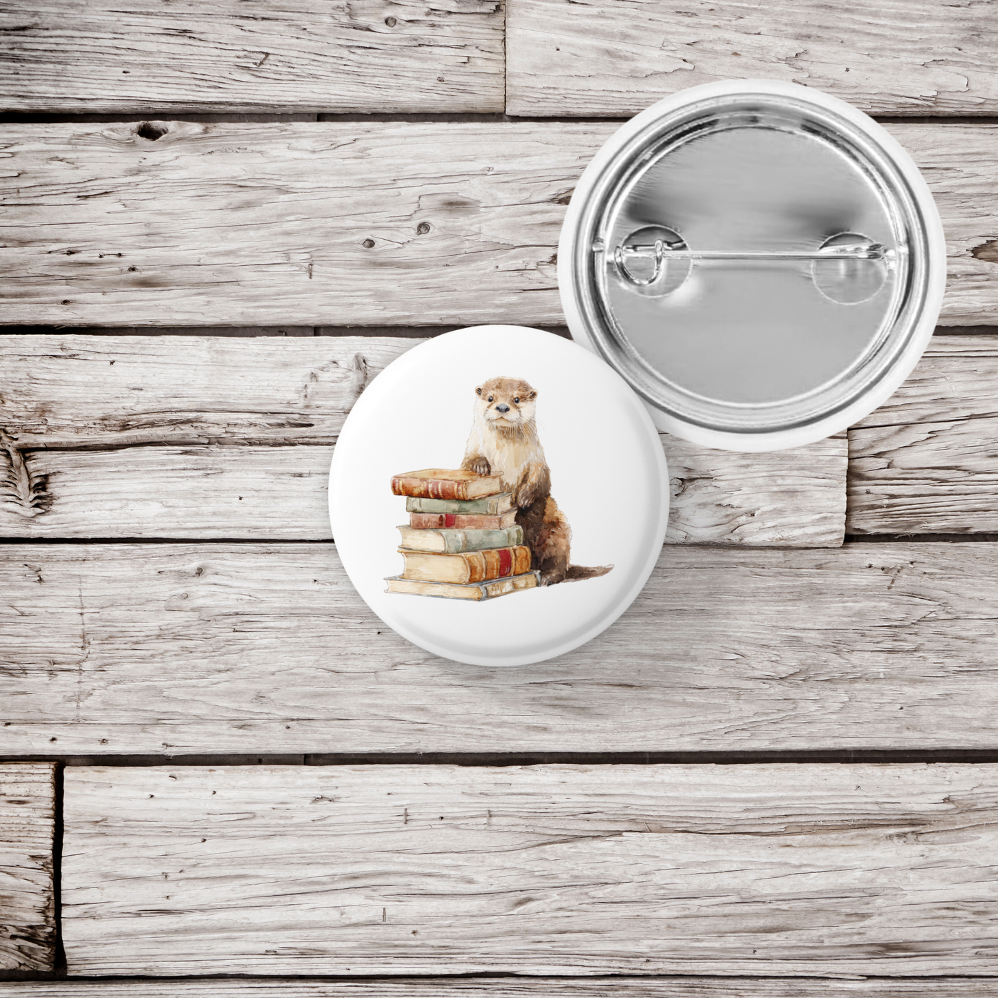 Otter Book 1 Pin Back Button, Magnet