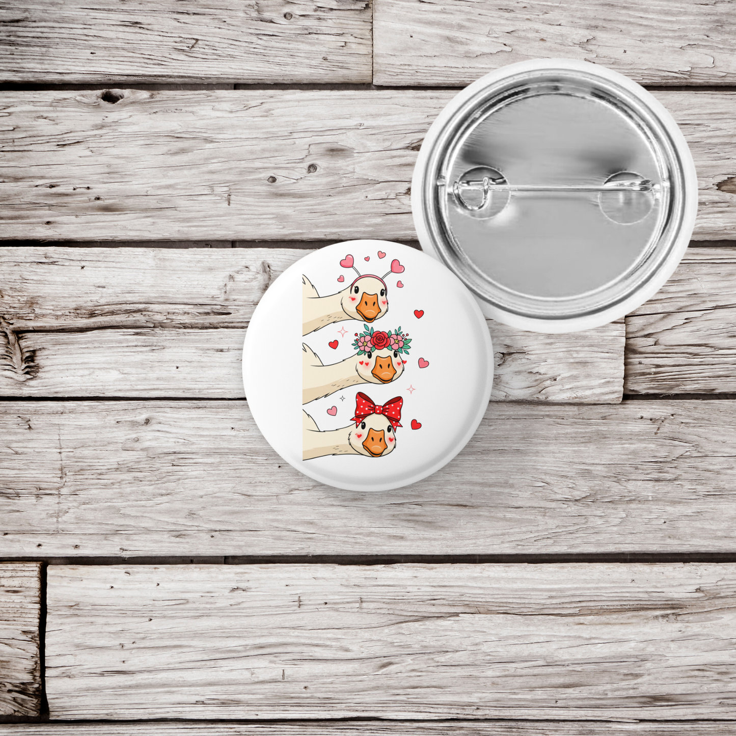 Valentine Goose Pin Back Button, Magnet