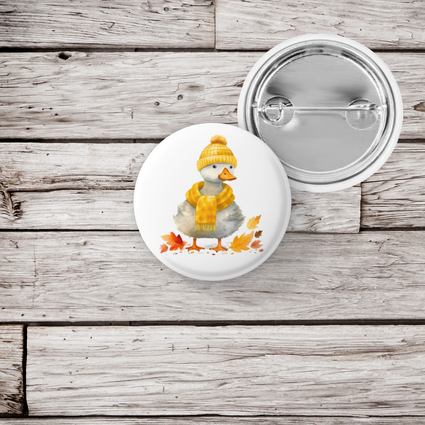 Autumn Duck Pin Back Button, Magnet, Keychain