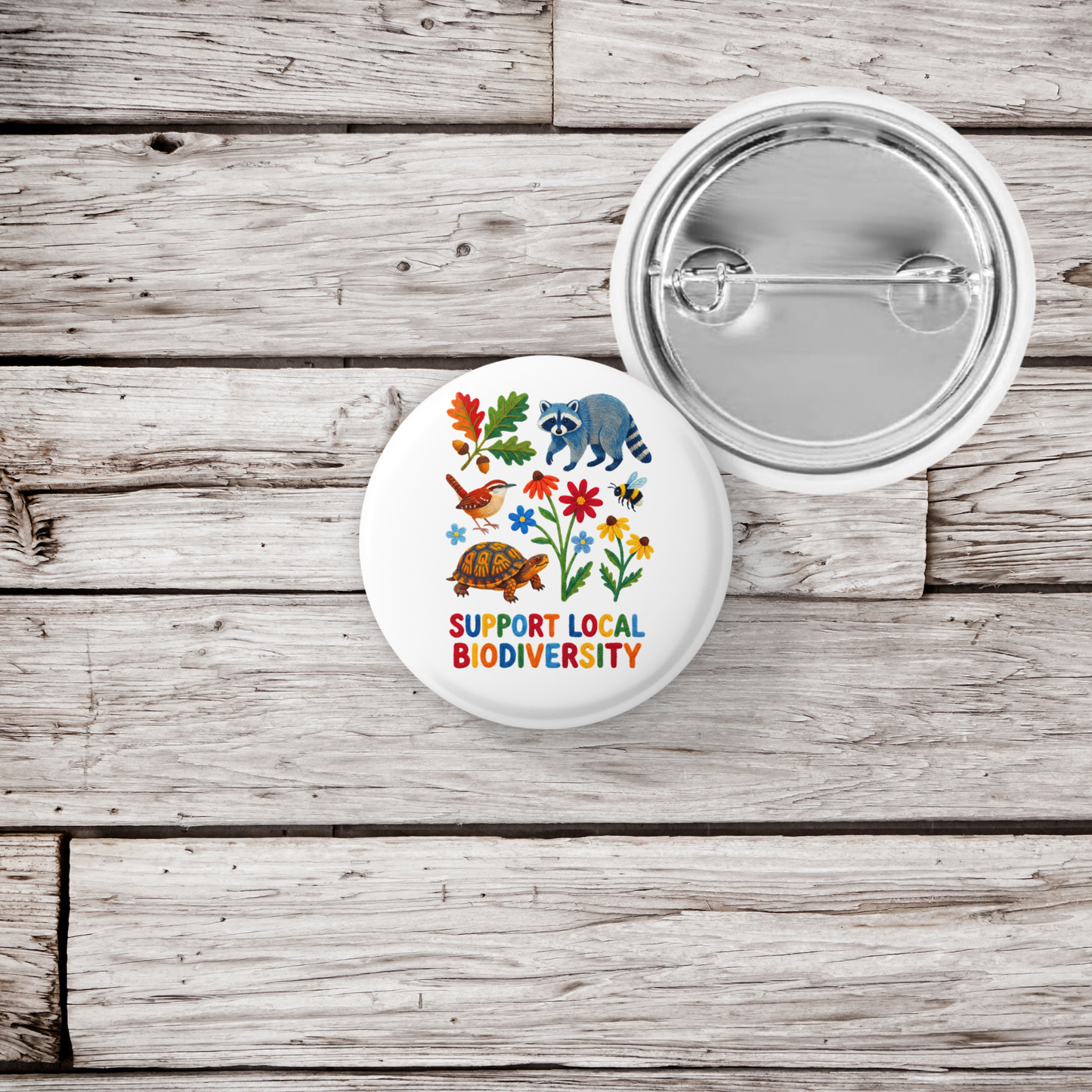 Support Local Biodiversity 2 Pin Back Button, Magnet
