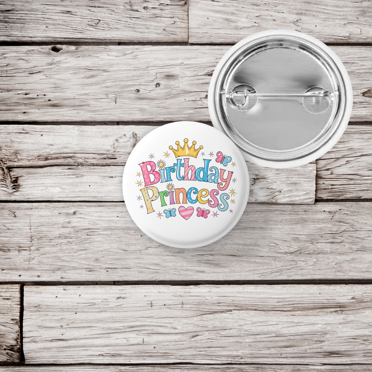 Birthday Princess Truck Pin Back Button, Magnet