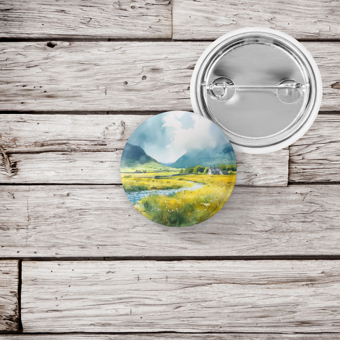 Irish Landscape 1 Pin Pin Back Button, Magnet, Keychain