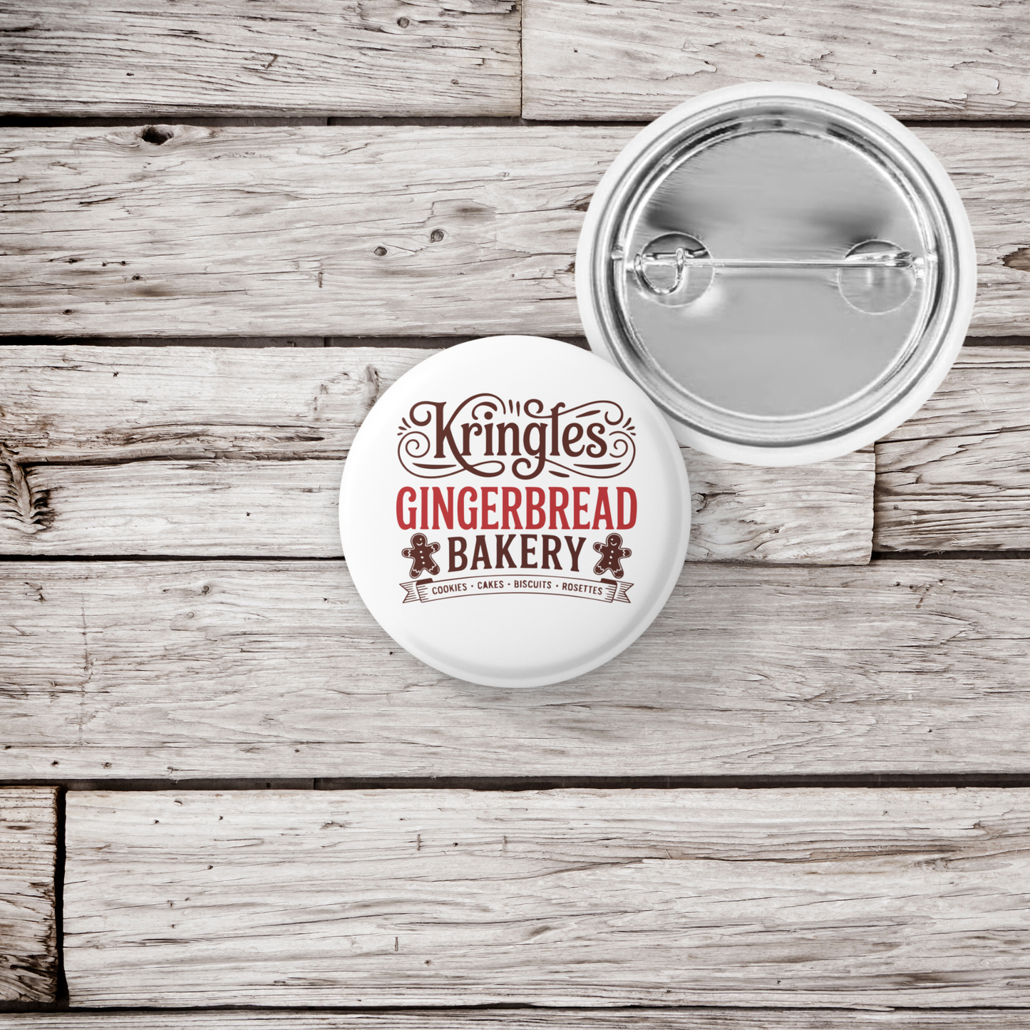 Kringles Gingerbread Bakery Pin Back Button, Magnet