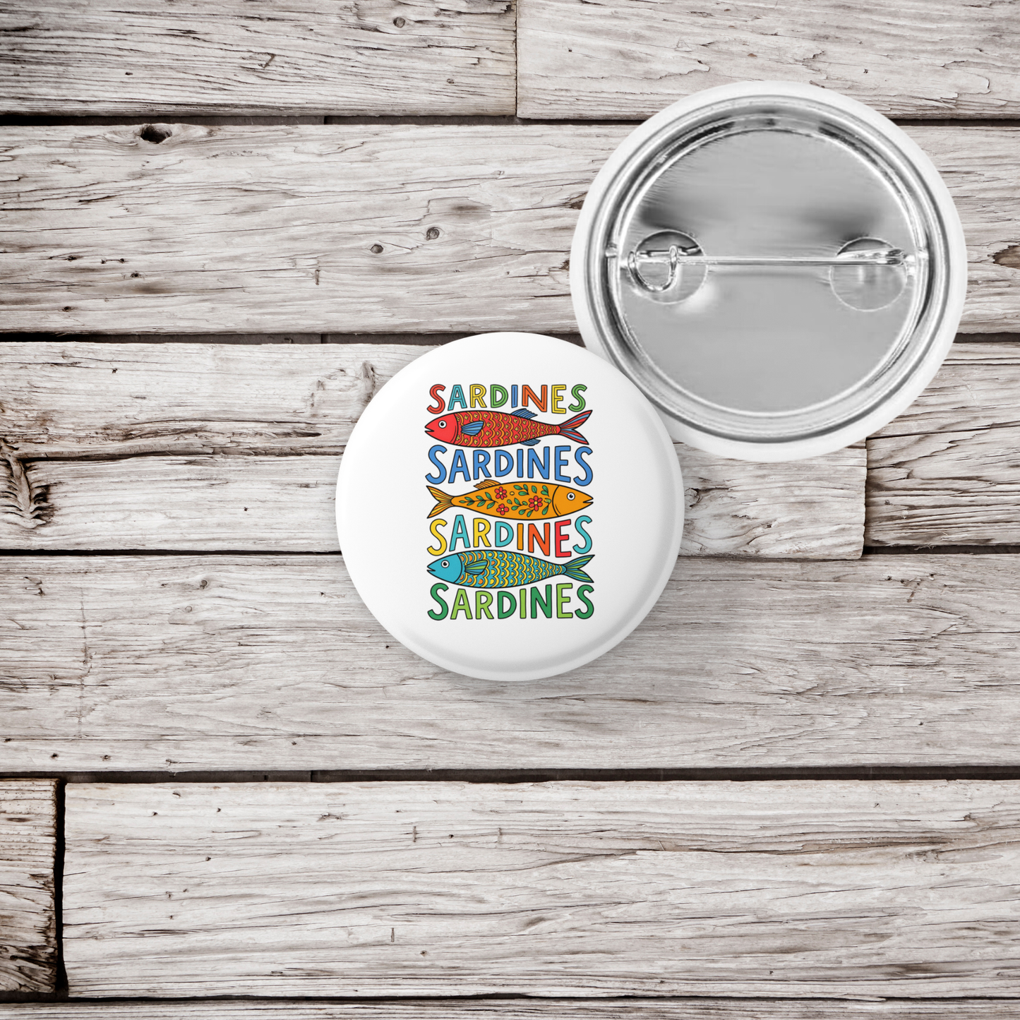 Sardine Party Pin Back Button, Magnet