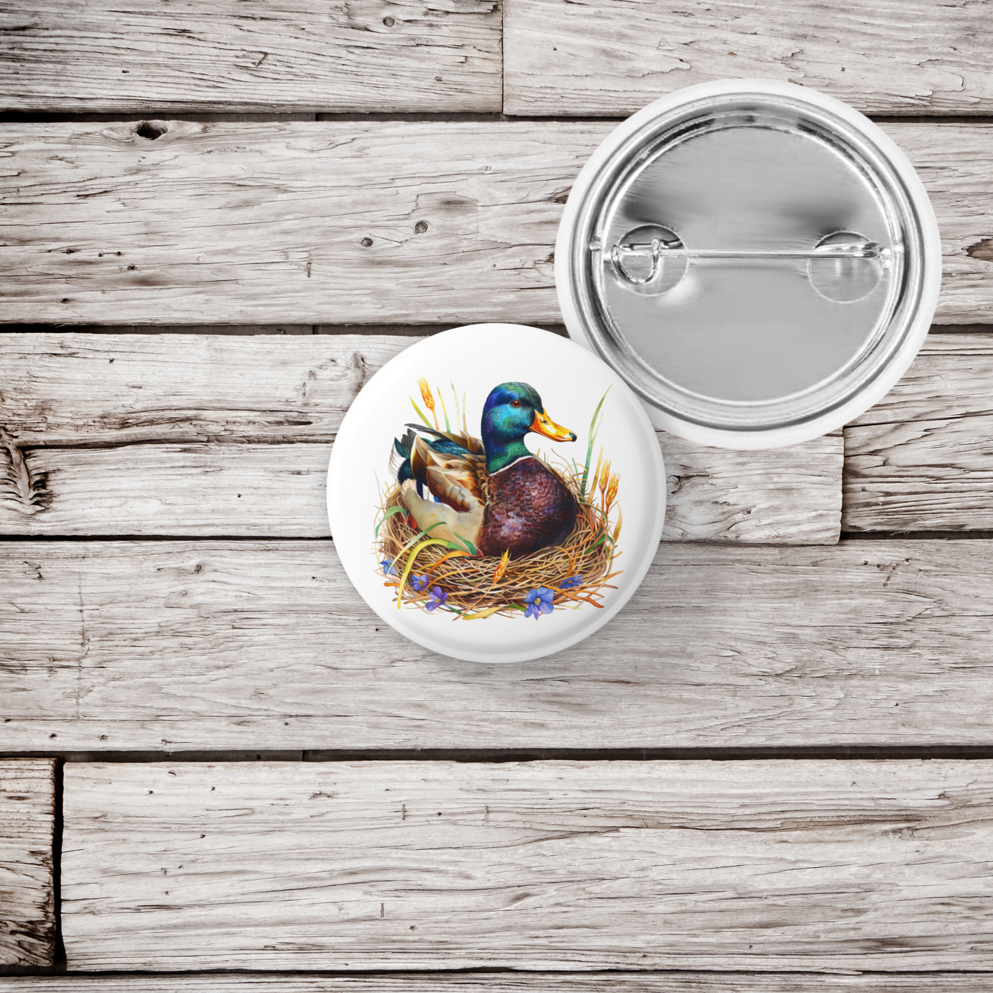 Mallard 1 Pin Back Button, Magnet