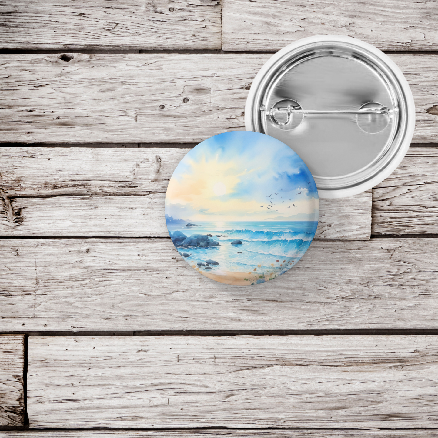 Costal Beach Pin Back Button, Magnet, Keychain