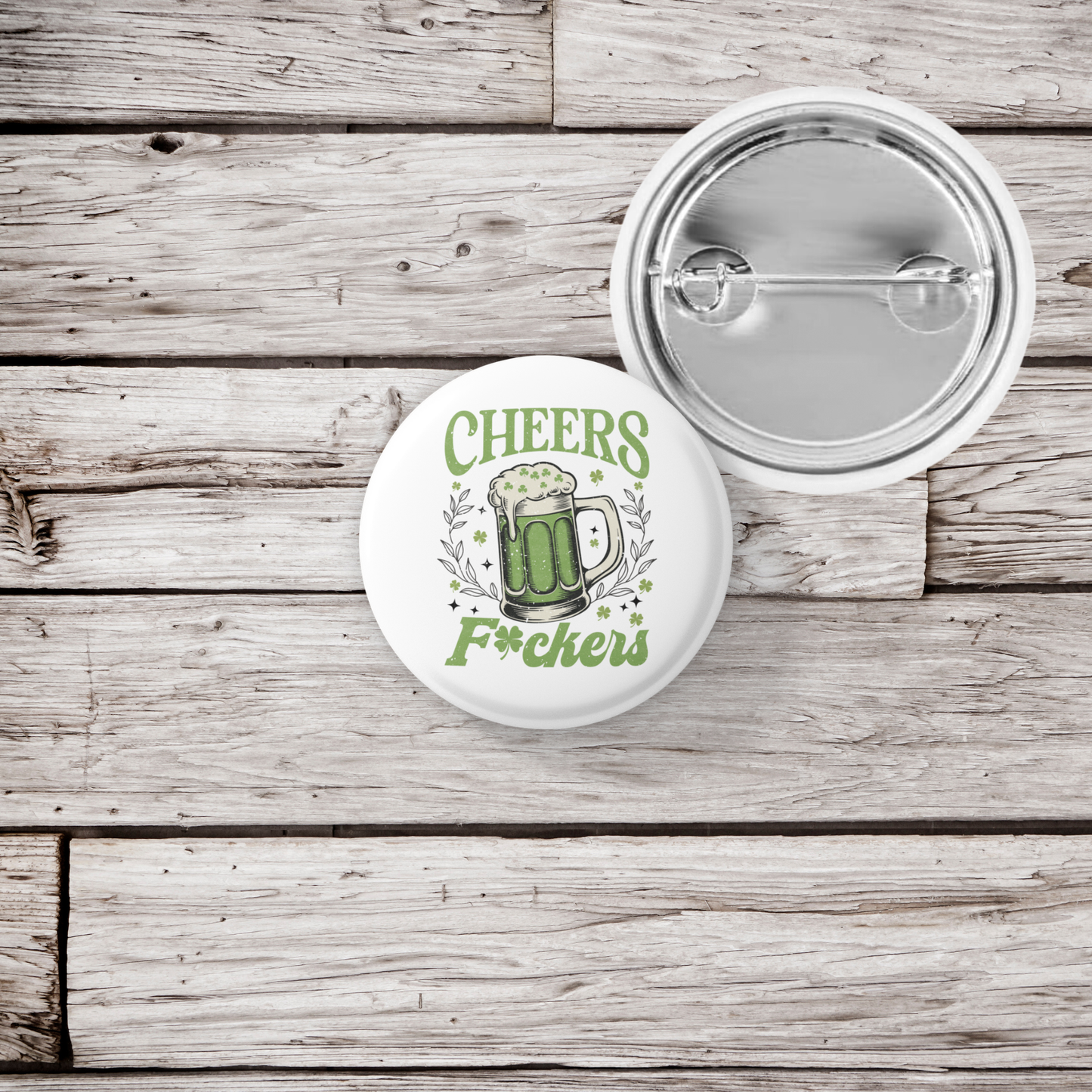 Cheers St Patricks Day Pin Back Button, Magnet