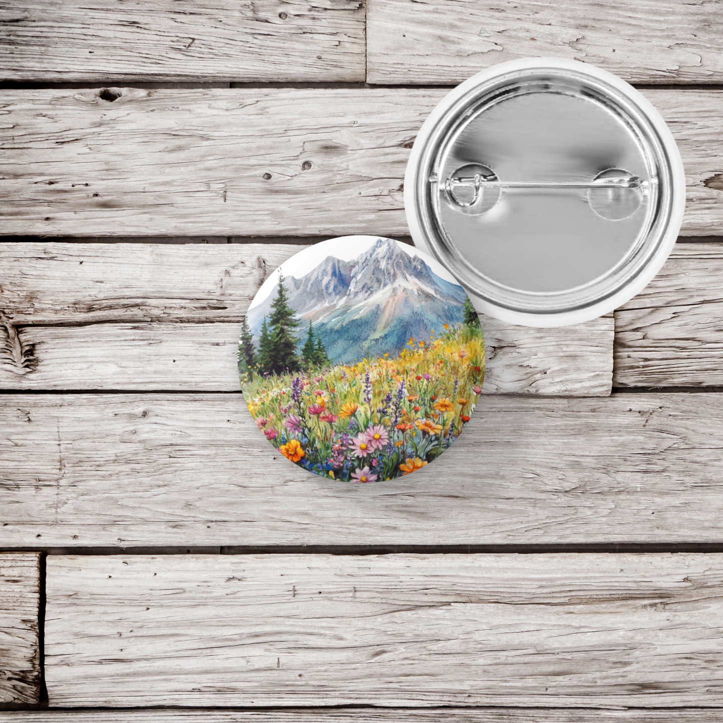 Mountain Wildflower Pin Back Button, Magnet