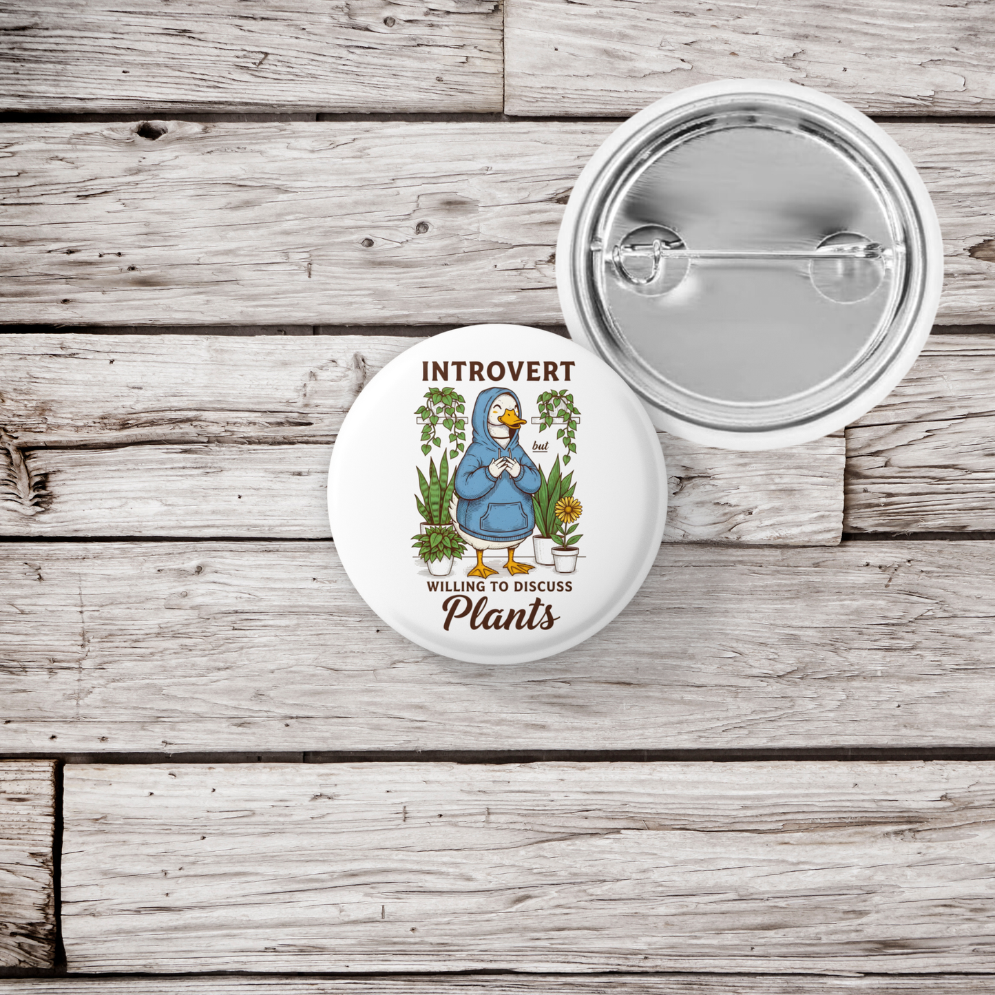 Introvert But Willing To Discuss Plants Pin Back Button, Magnet