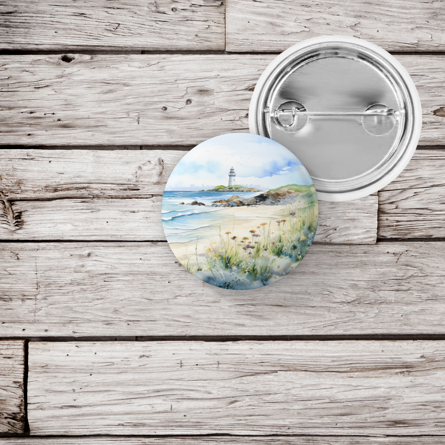 Costal Beach Pin Back Button, Magnet, Keychain