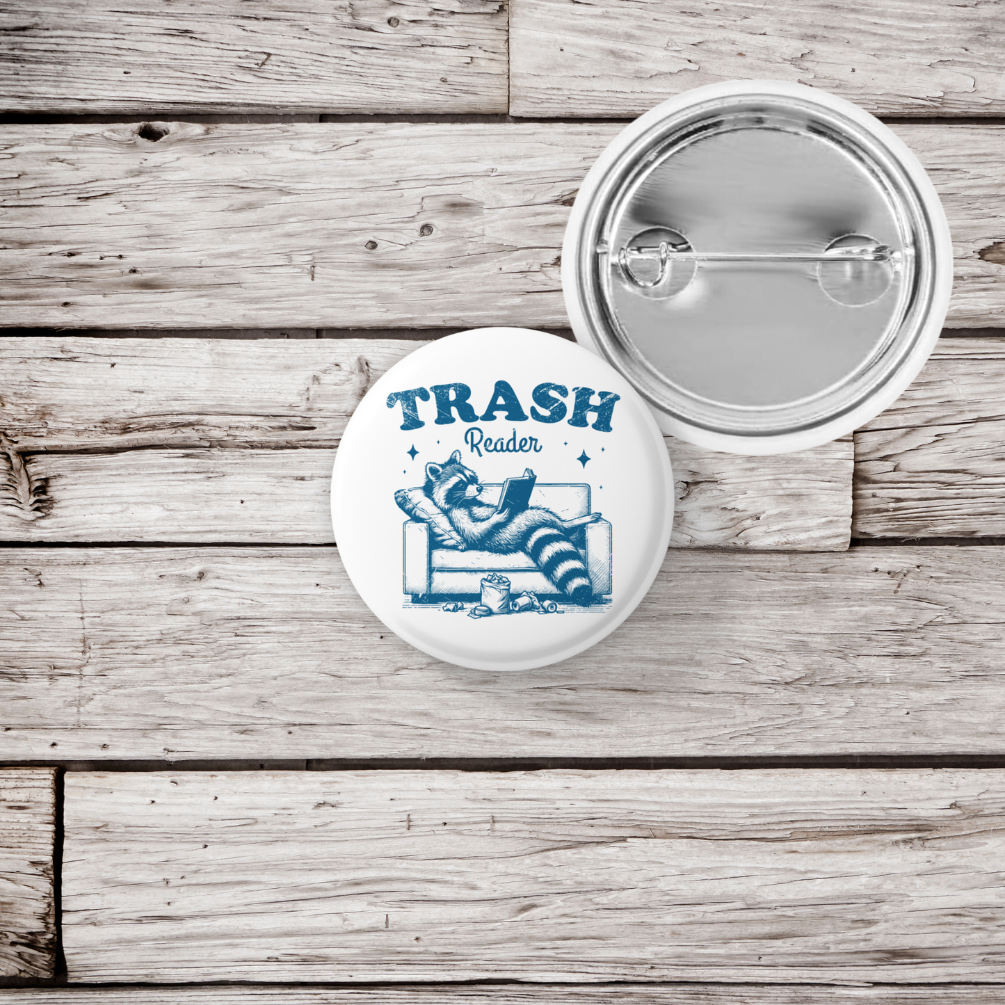 Trash Reader Pin Back Button, Magnet