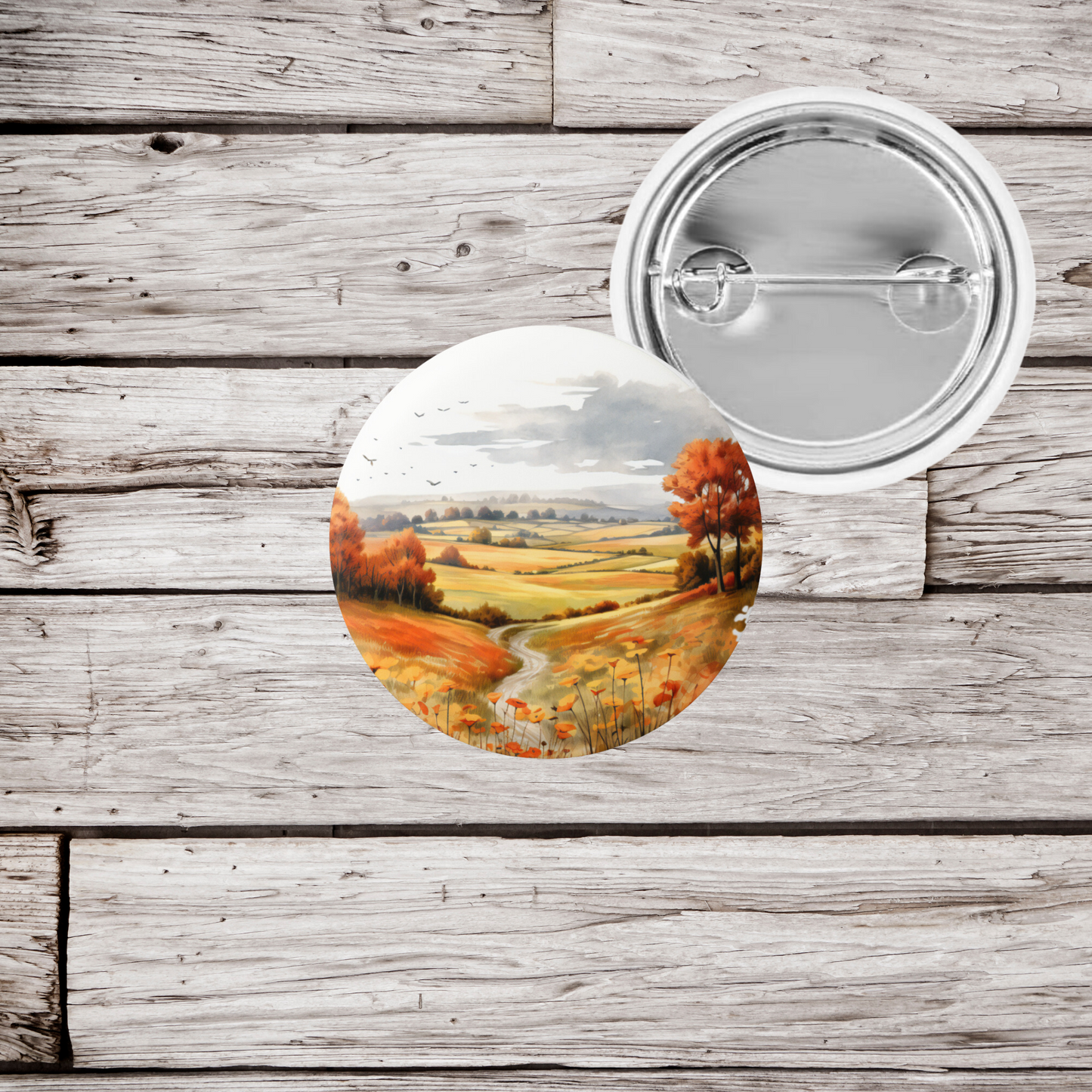 Autumn Fields Pin Back Button, Magnet, Keychain