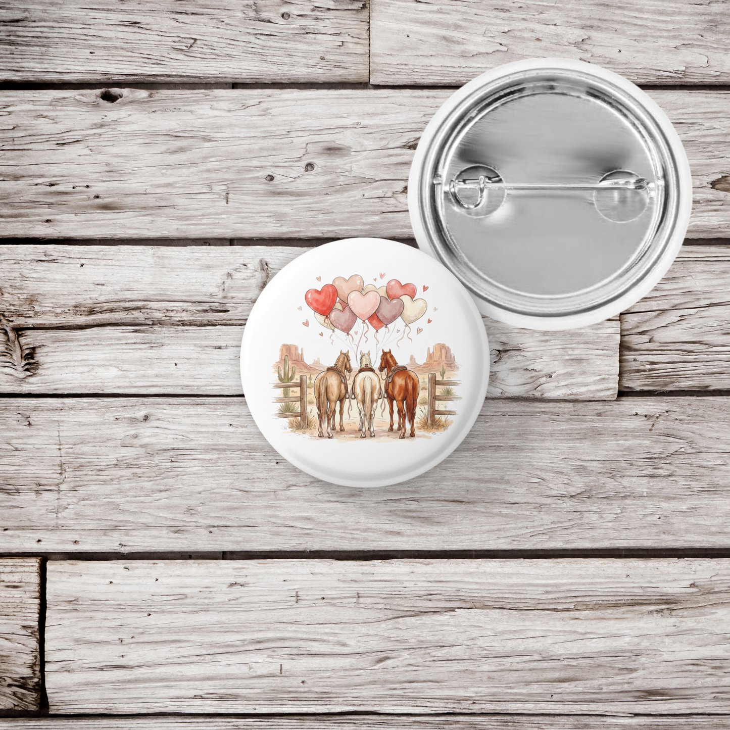Valentine Horses Pin Back Button, Magnet
