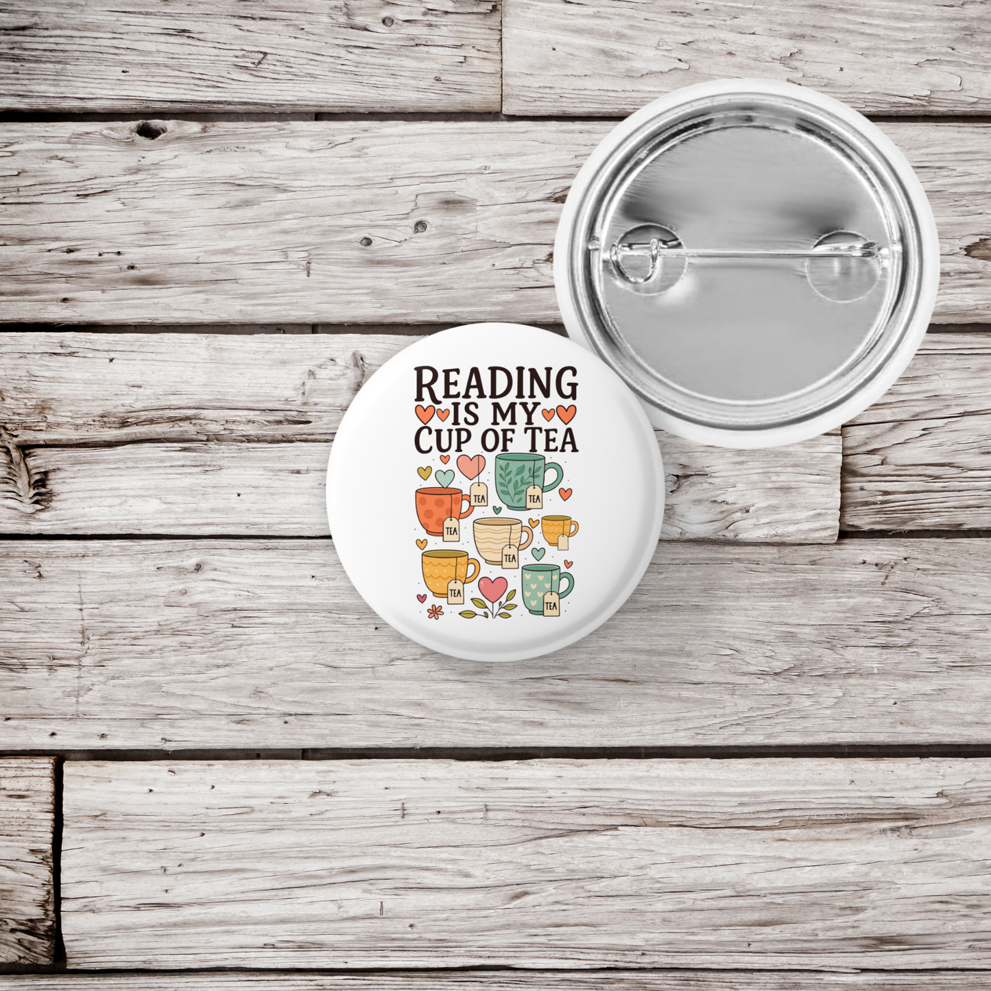Reading Is My Cup Of Tea Pin Back Button, Magnet