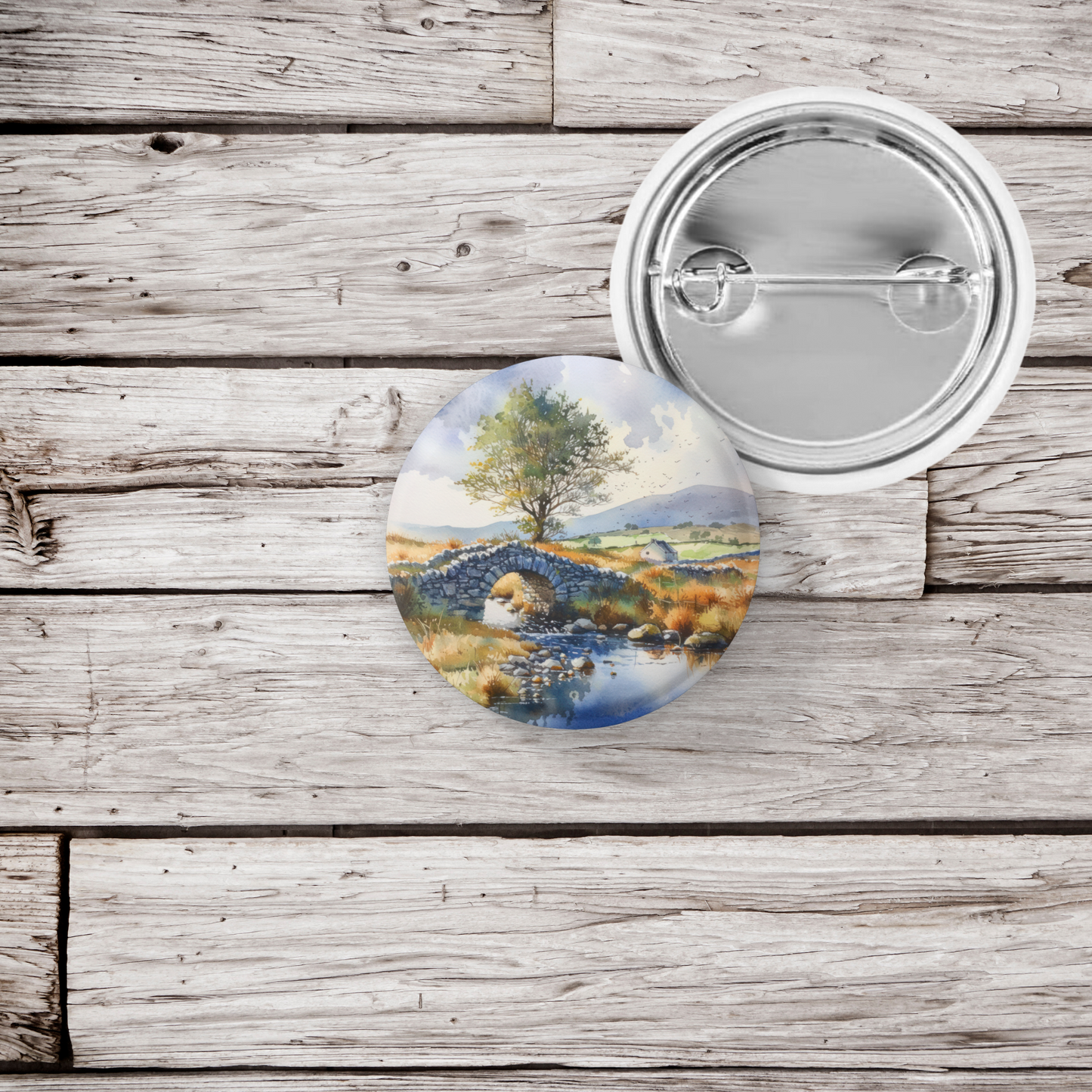 Irish Landscape 2 Pin Pin Back Button, Magnet, Keychain
