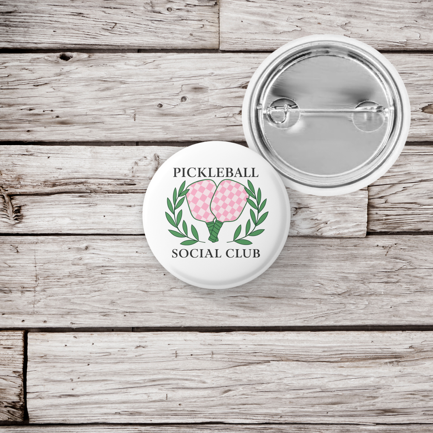 Pickleball Social Club Pin Back Button, Magnet
