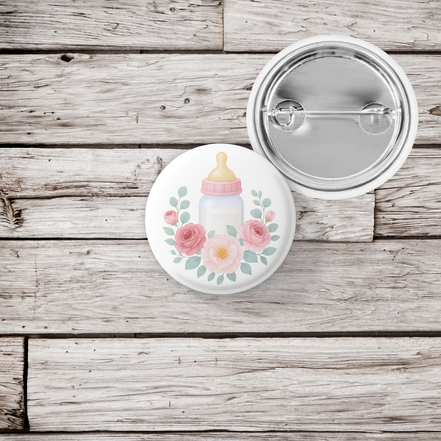 Baby Bottle Pin Back Button, Magnet