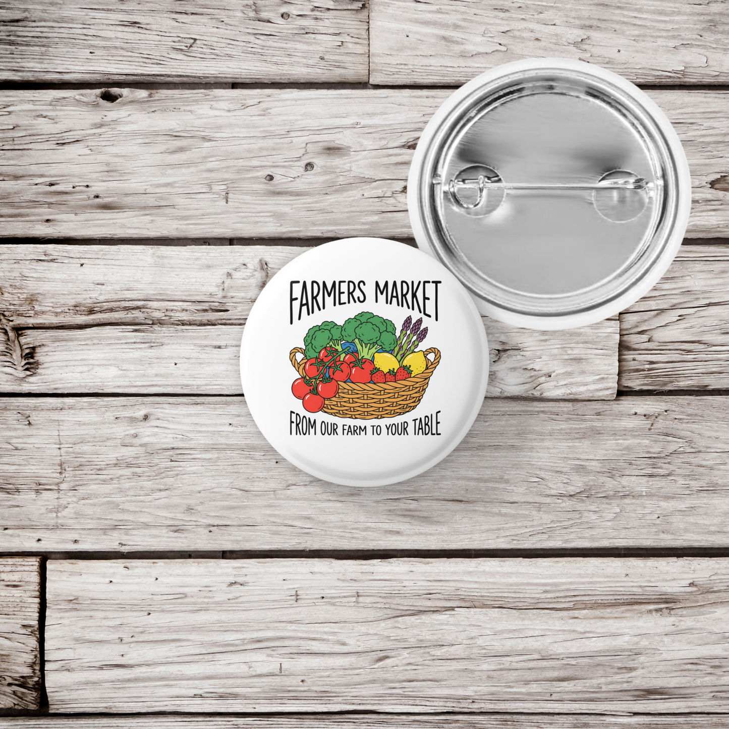 Farmers Market Pin Back Button, Magnet