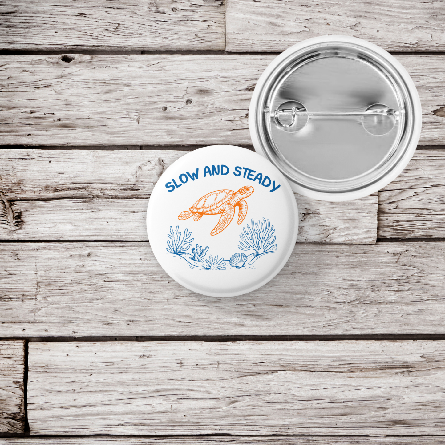 Slow and Steady Sea Turtle Pin Back Button, Magnet