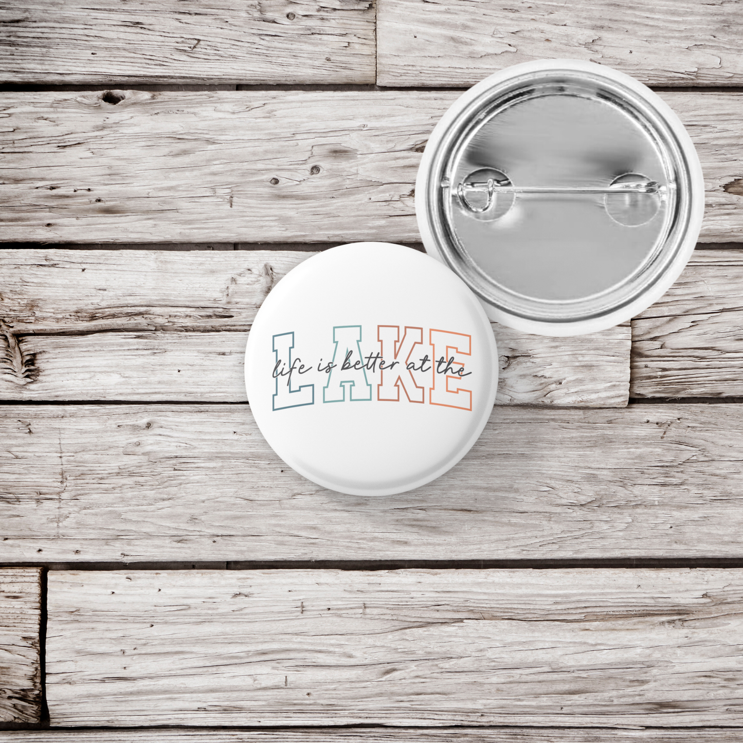 Lake Pin Back Button, Magnet