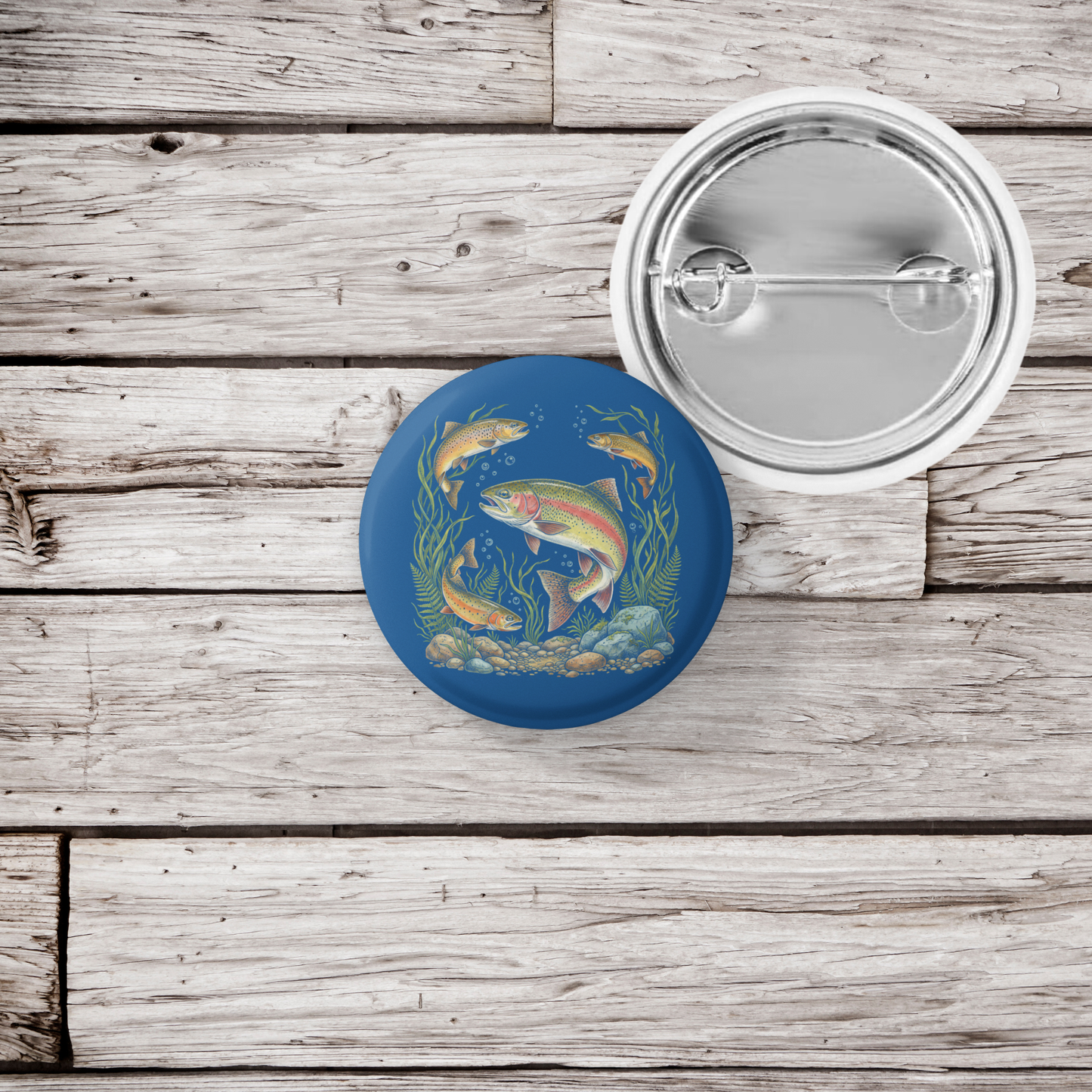Trout Fish Pin Back Button, Magnet