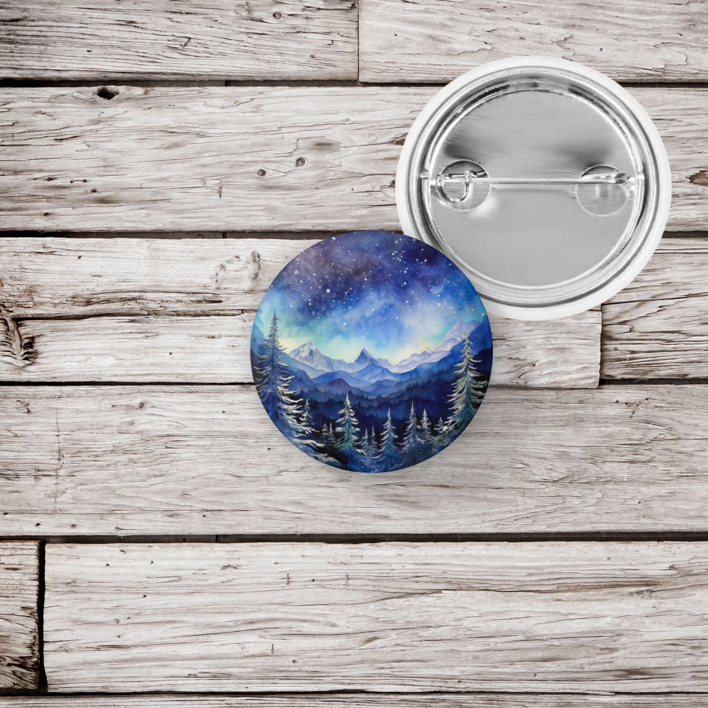 Night Forest 6 Pin Back Button, Magnet