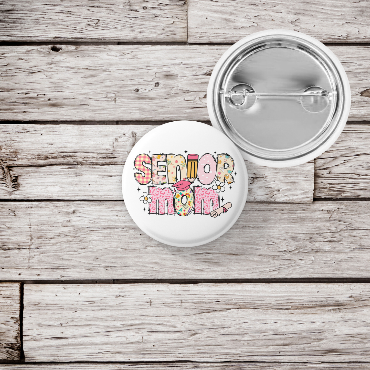 Senior Mom Pin Back Button, Magnet