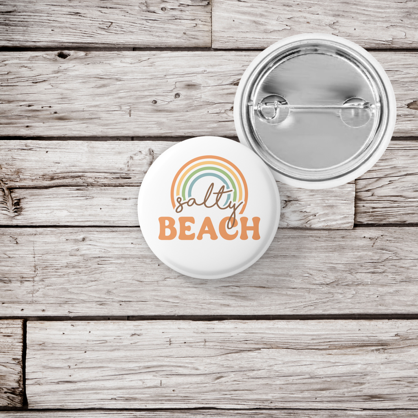 Salty Beach Pin Back Button, Magnet