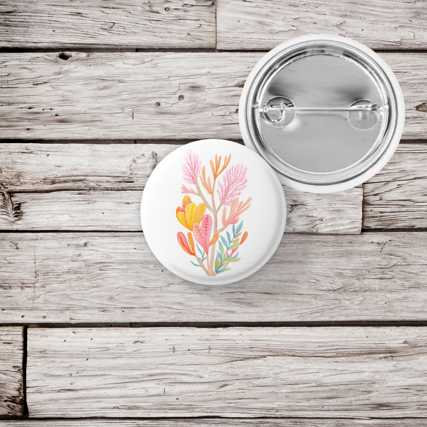 Coral Pin Back Button, Magnet