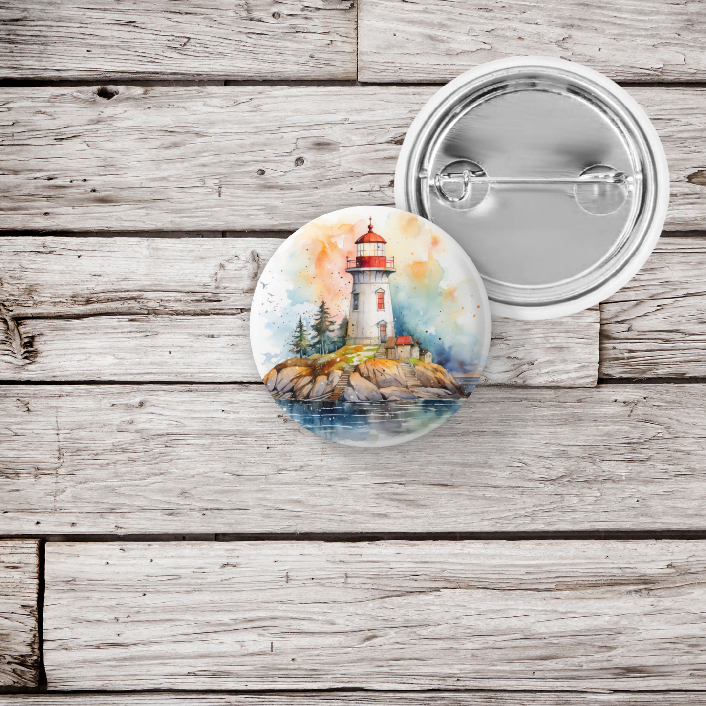 Lighthouse 3 Pin Back Button, Magnet, Keychain