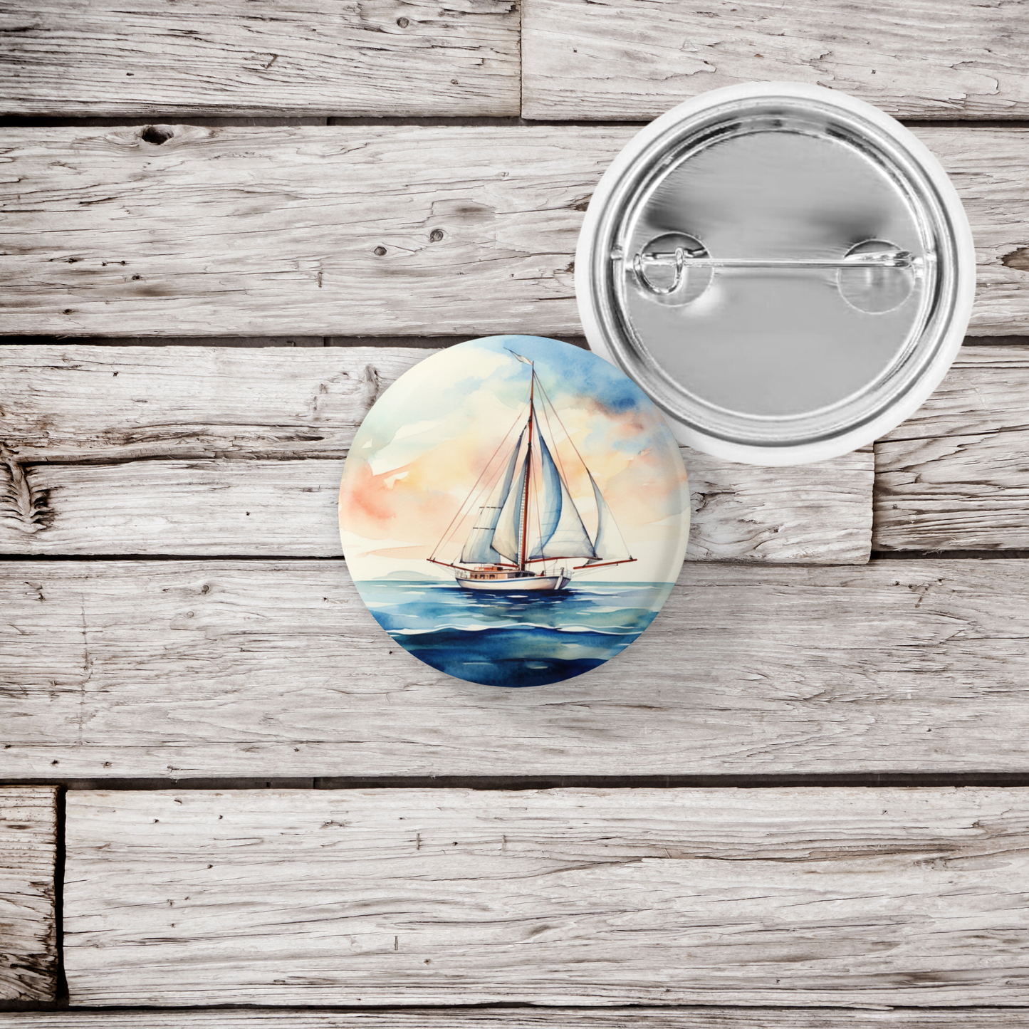Sail Boat 5 Pin Back Button, Magnet