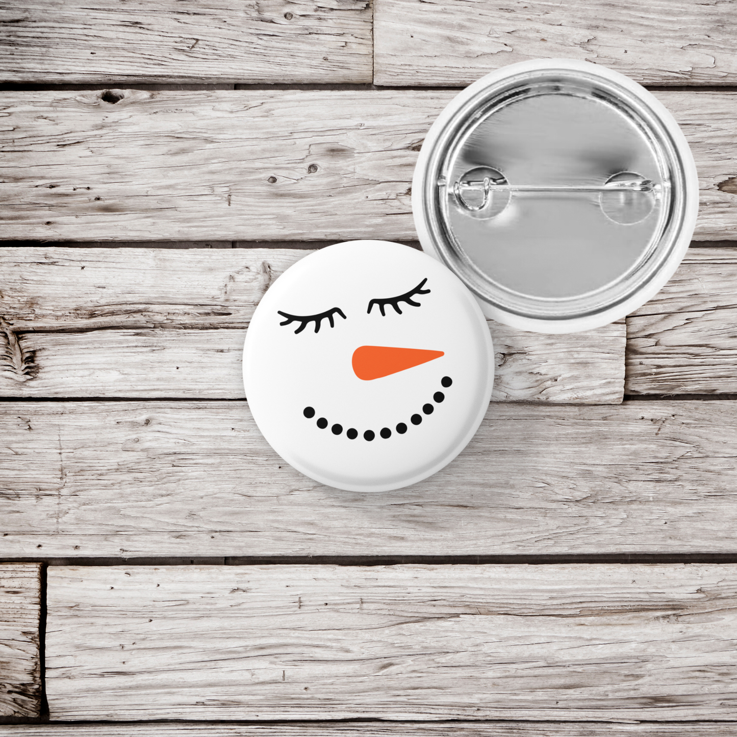 Snowman Face 4 Pin Back Button, Magnet