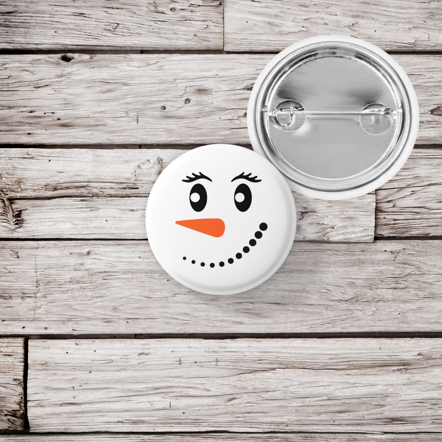 Snowman Face 8 Pin Back Button, Magnet