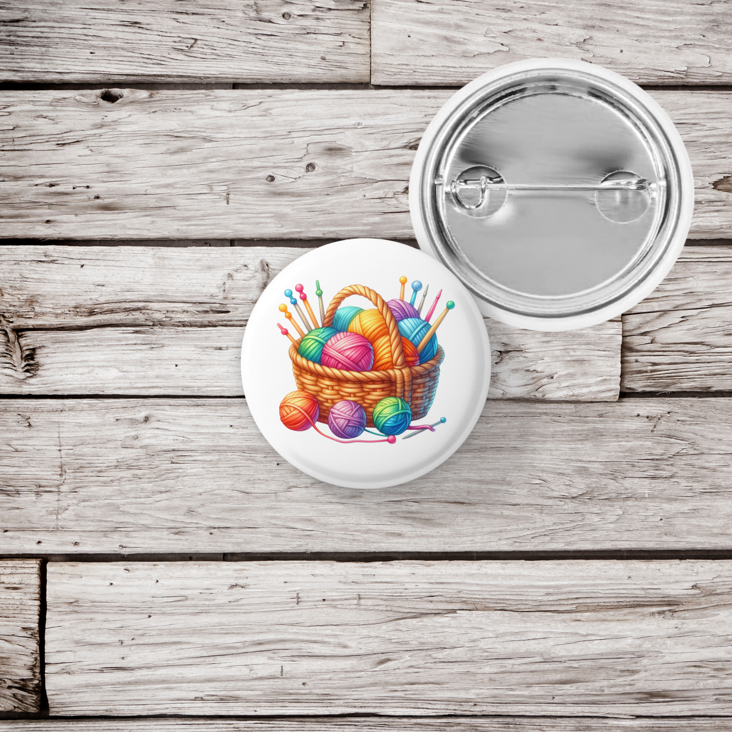Knitting Basket Pin Back Button, Magnet