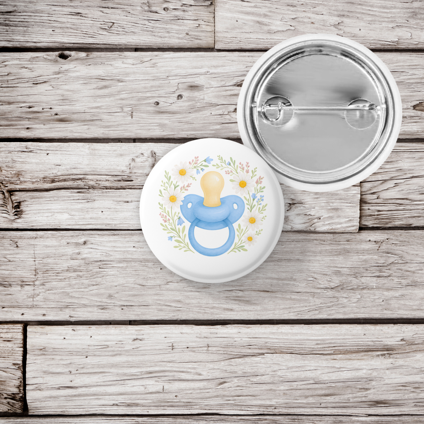 Baby Boy Pacifier Pin Back Button, Magnet