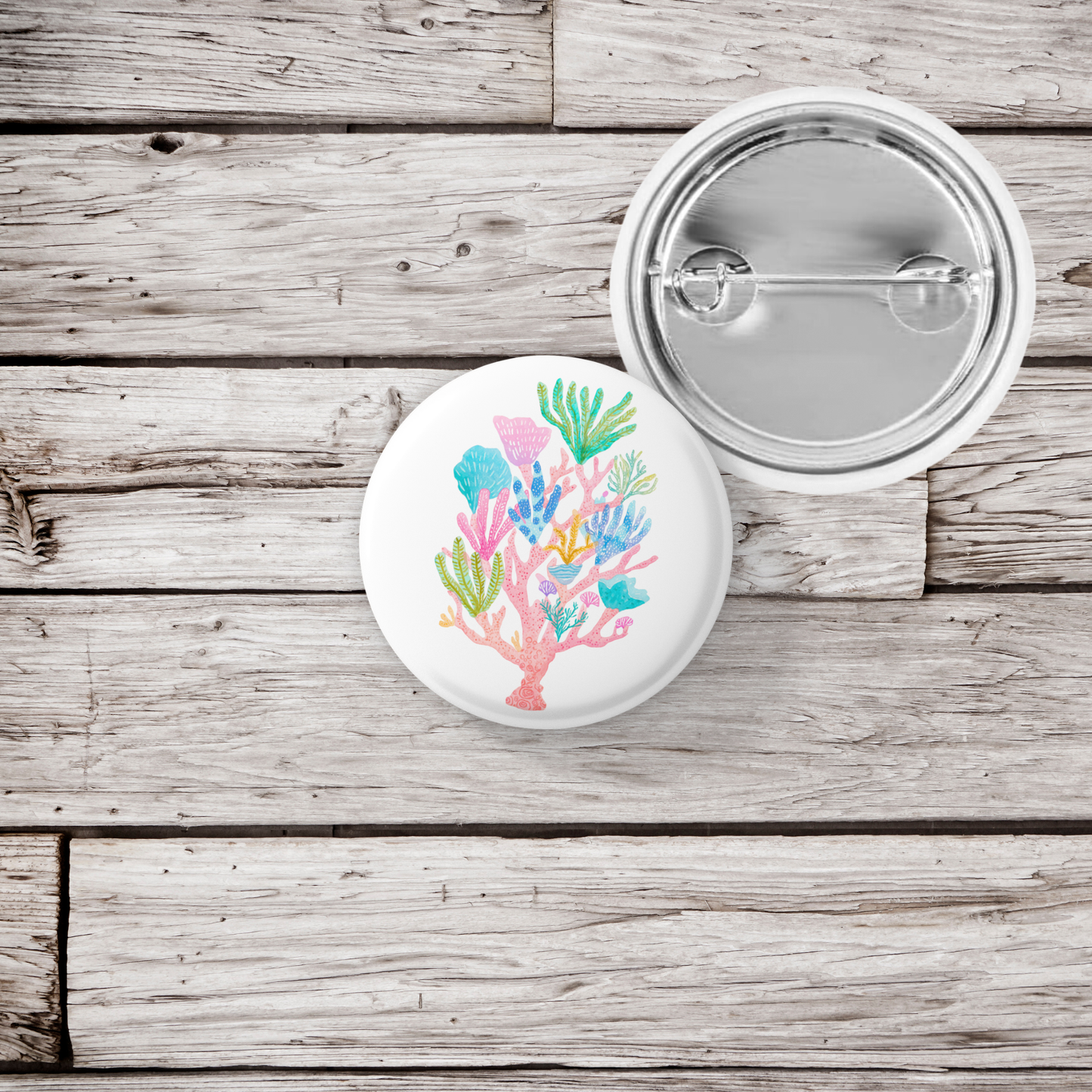 Coral Pin Back Button, Magnet