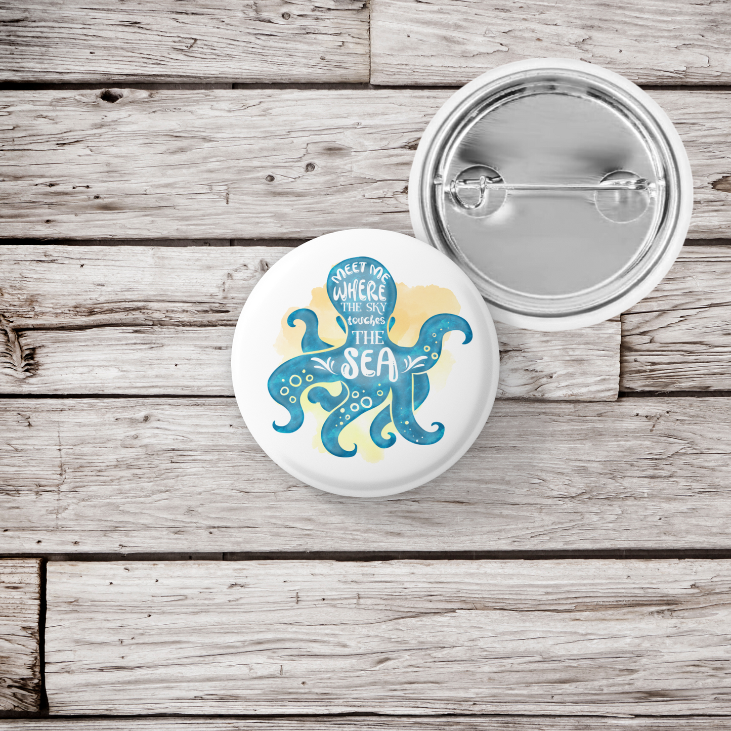 Meet Me Where The Sky Meets The Sea Pin Back Button, Magnet, Keychain