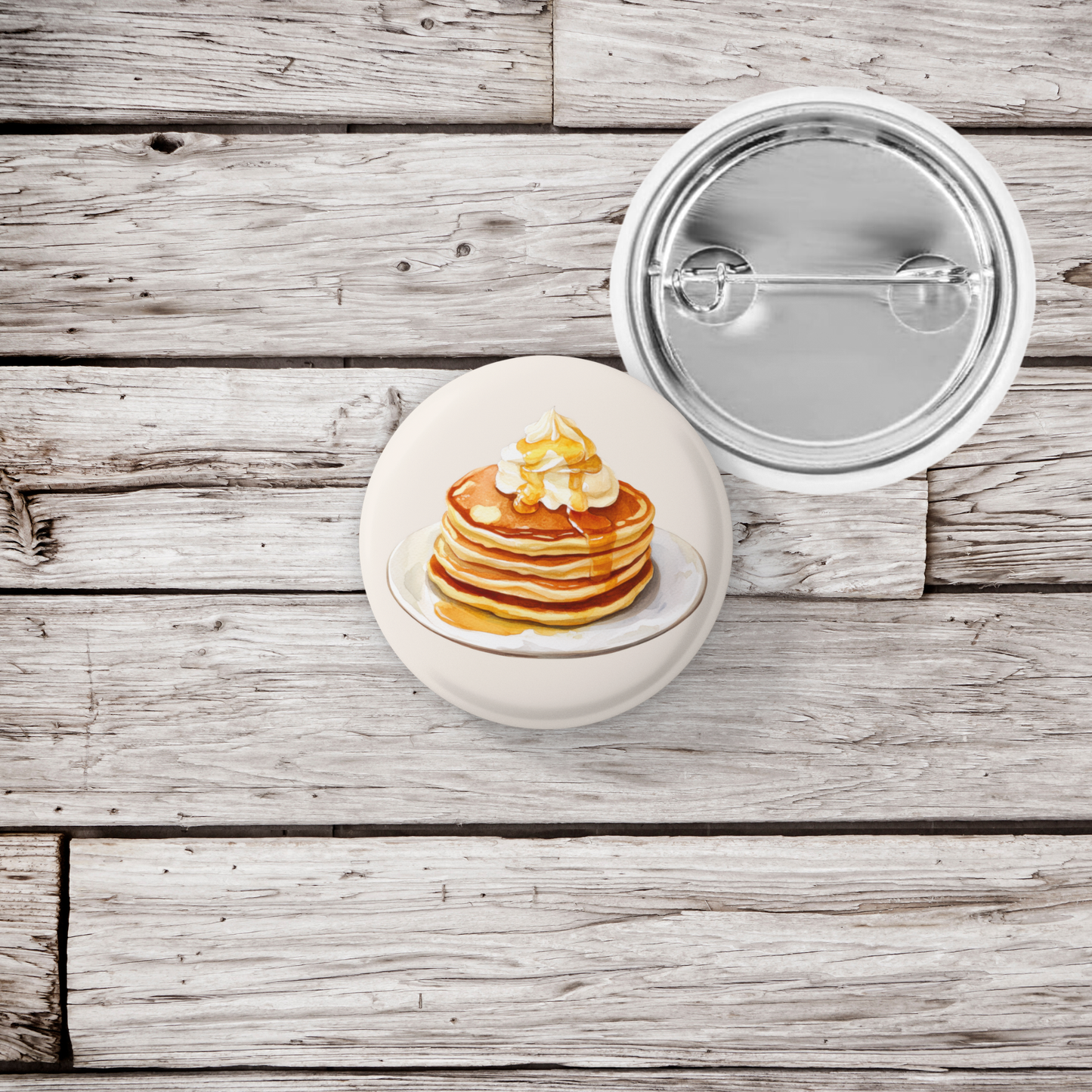 Pancakes With Whipped Cream Pin Back Button, Magnet