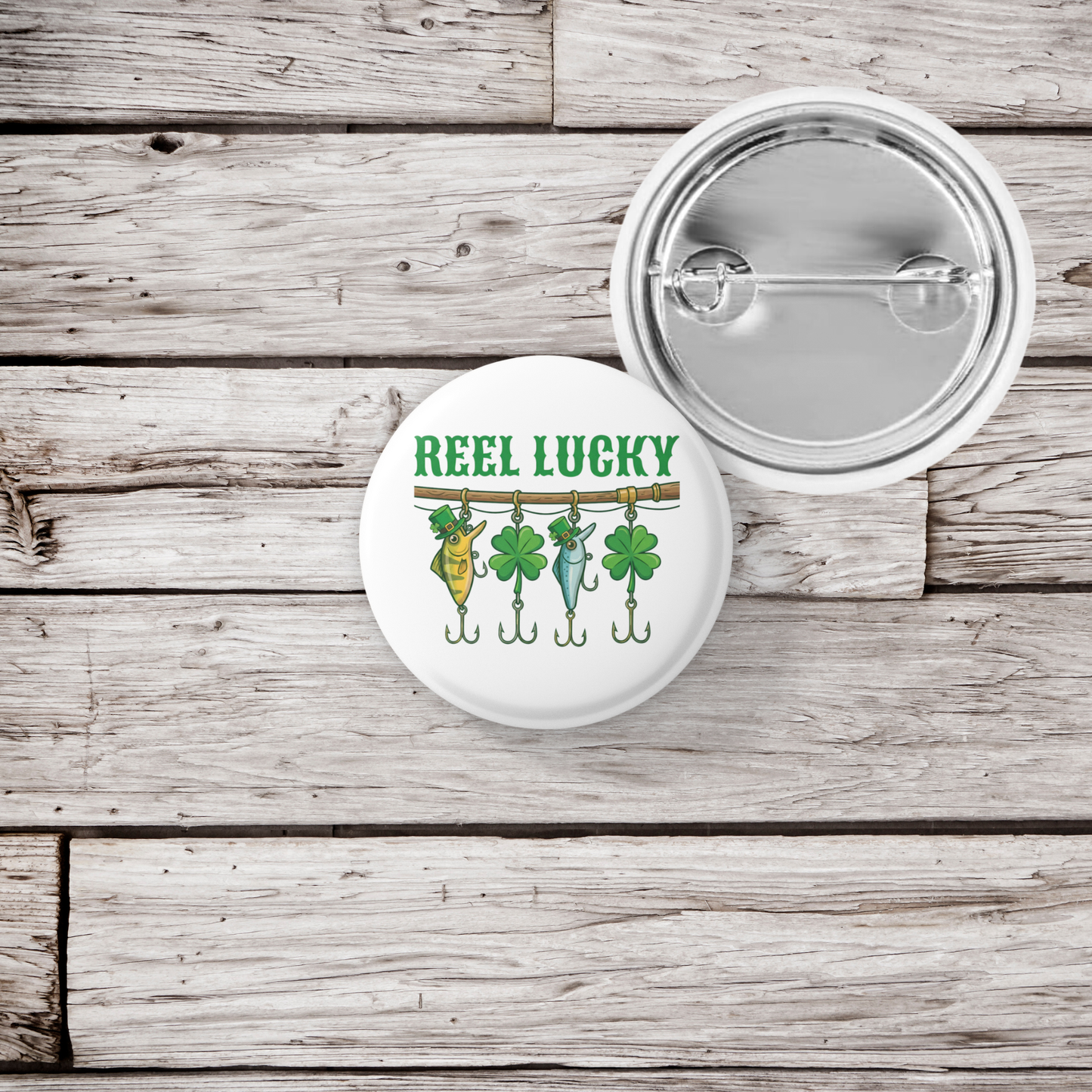 Reel Lucky Pin Back Button, Magnet