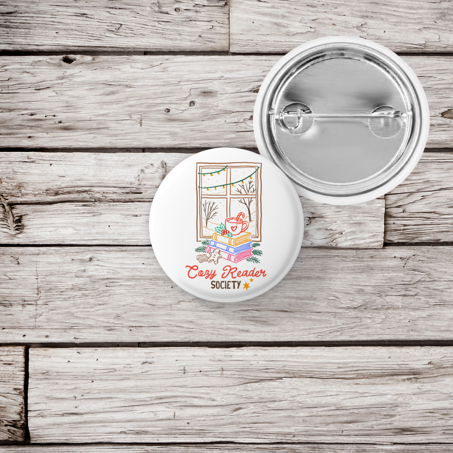 Cozy Reader Society Pin Back Button, Magnet