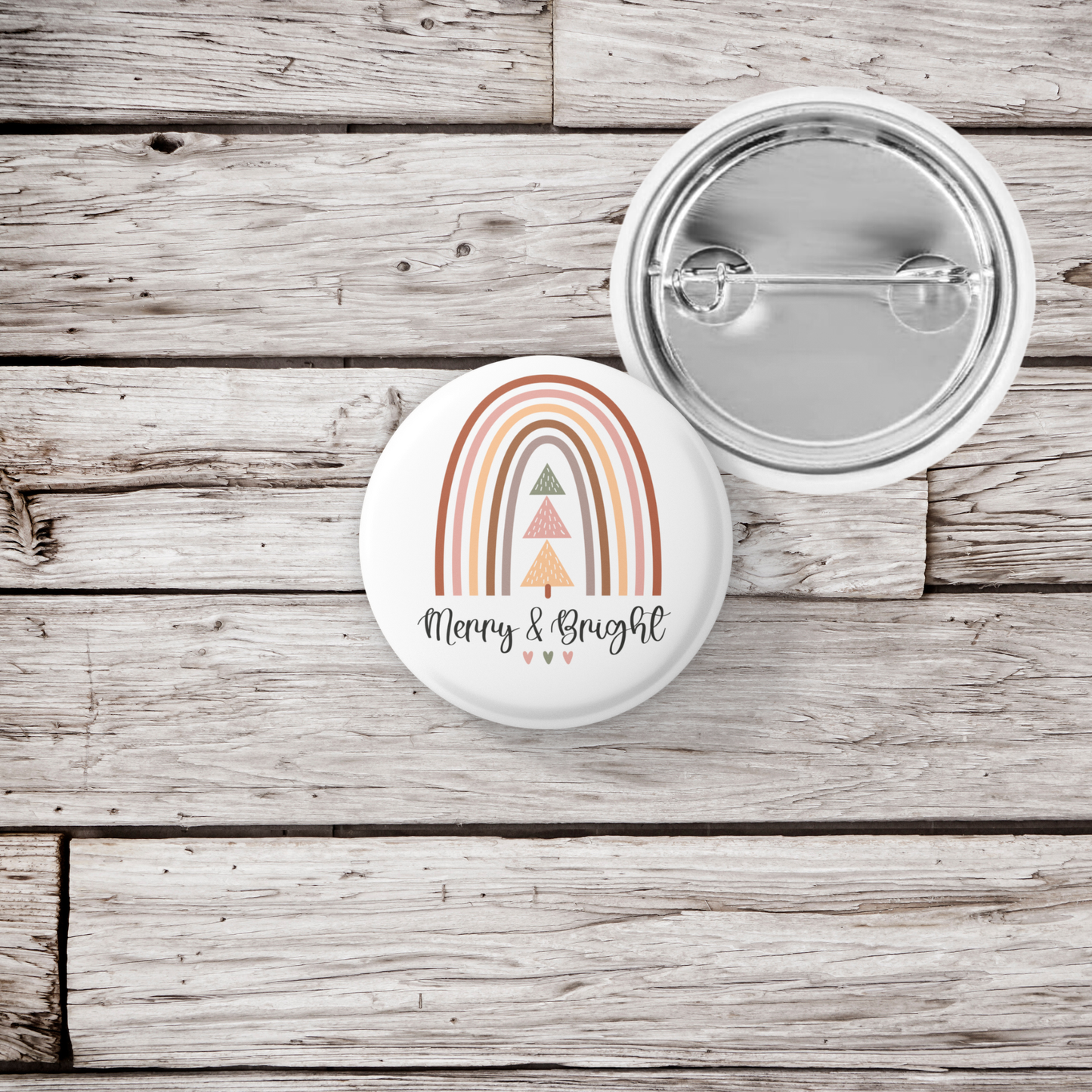 Merry & Bright Rainbow Pin Back Button, Magnet